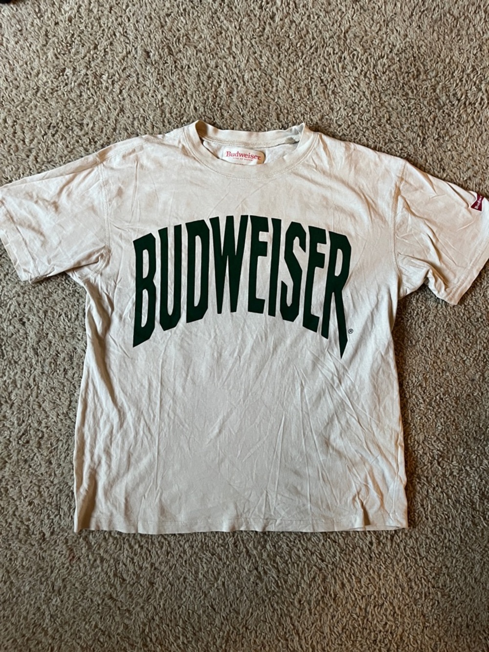 Budweiser Cream T-Shirt with dark Green Logo